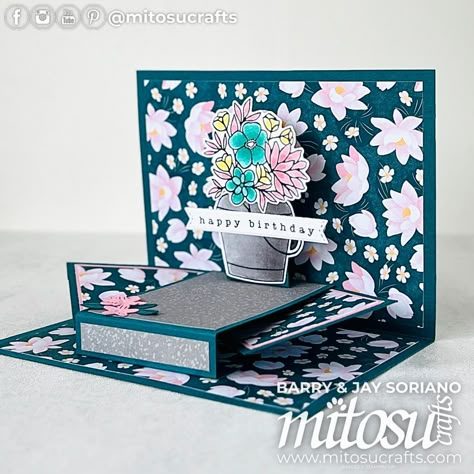 Sending Love with Country Flowers & The Hideaway Pop Up - Mitosu Crafts Pop Up Fold Card, Fancy Folded Cards, Mitosu Crafts, Box Cards Tutorial, Up Craft, Inspiration Cards, Country Flowers, Accordion Cards, Fancy Fold Card Tutorials