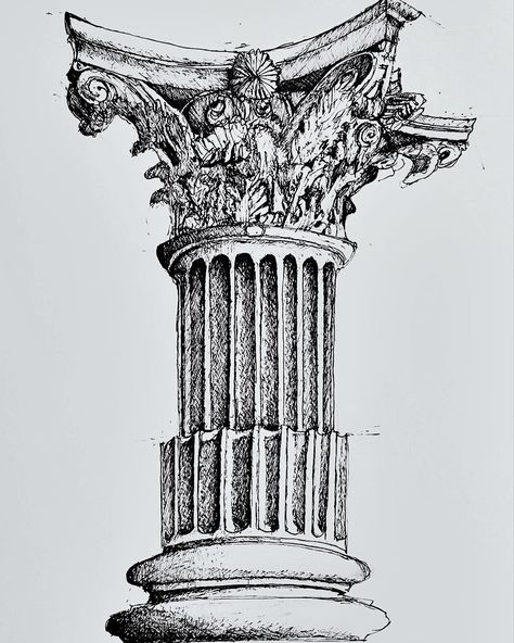 ‘Corinthian Column’ (2023) Ink drawing #draw #drawing #sketchbook #architecture #sketch #architecture #renaissance #corinthians #architectural #inkpenart #art Corinthian Column Drawing, Sketchbook Architecture, Sketch Architecture, Ink Pen Art, Corinthian Column, Column Design, Drawing Sketchbook, Architecture Drawing Art, Sketches Easy