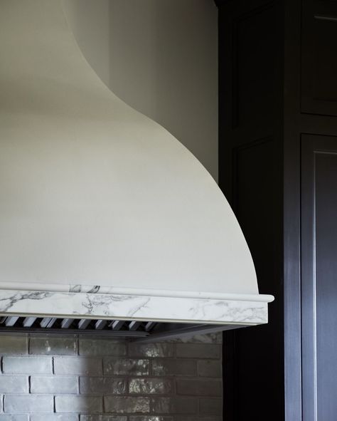 Ursino Interiors | Plaster range hood showcasing simple lines and calacatta marble trim from our #letsbuildatudorproject in collaboration with… | Instagram Ursino Interiors, Plaster Range Hood, Townhouse Kitchen, Tudor Style Homes, Free Aesthetic, Stair Decor, Calacatta Marble, Kitchen Hoods, Indoor Decoration