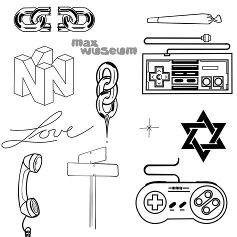 Max Wuseum Tattoo Flash #001 #nintendo #n64 #joint #controller #starofdavid #chains #streetsign Nintendo Flash Tattoo, N64 Tattoo, Super Nintendo Controller, Playstation Tattoo, Nintendo Tattoo, Nintendo Controller, Dark Art Tattoo, Street Sign, Tattoo Flash