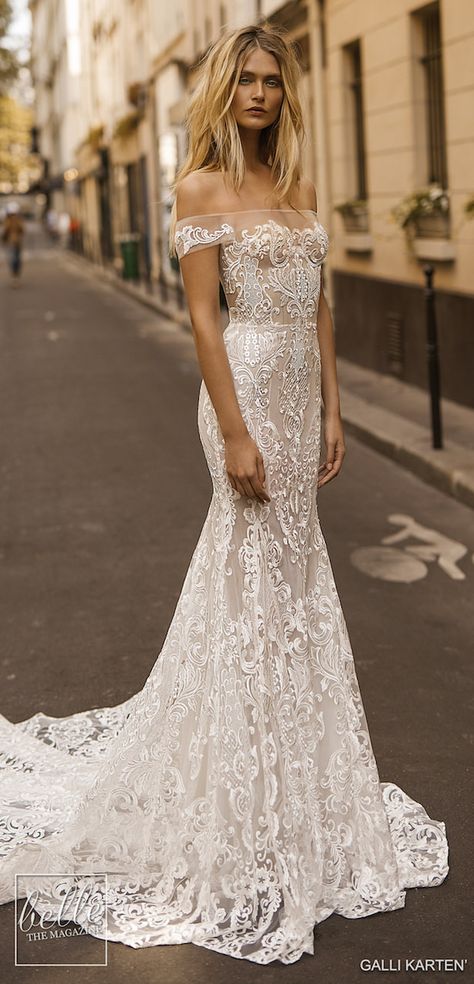 Gali Karten 2019 Wedding Dresses - Paris Bridal Collection Gali Karten, Mermaid Wedding Dress With Sleeves, Fitted Lace Wedding Dress, Shoulder Wedding Dress, Bridal Gowns Mermaid, White Wedding Dress, Trendy Wedding Dresses, Wedding Gowns Mermaid, Best Wedding Dresses