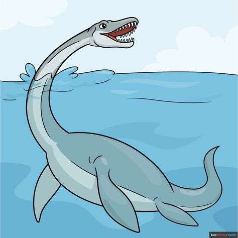 How to Draw a Plesiosaurus New Drawing Ideas, Science Drawing, Easy Drawing Guides, Drawing Steps, Cartoon Drawings Of Animals, Drawing Guides, Dinosaur Drawing, Science Crafts, Draw Animals