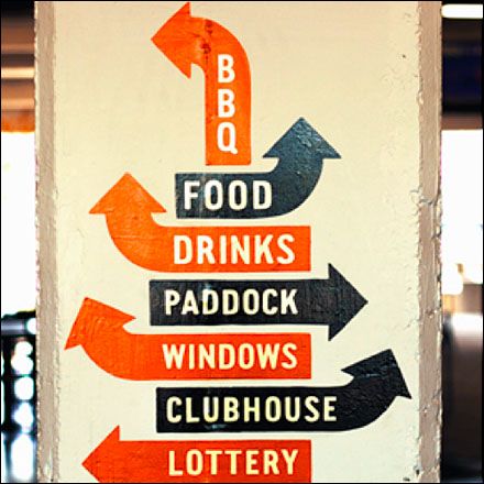 Wayfinding: Retail and Otherwise – Portland Meadows Example Wayfinding Signs, Directional Signage, Retail Signage, Wayfinding Design, Environmental Graphic Design, Wayfinding Signage, Big Art, Environmental Design, Indian Summer