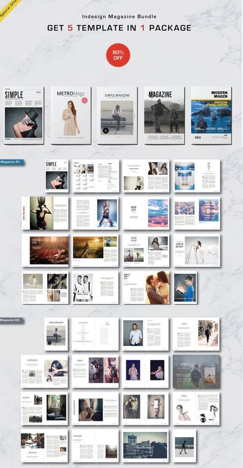 Indesign Magazine Templates Bundle / 154 Pages Total Compatible with: Adobe InDesign. File Size: 131.06 MB. Dimensions: 8.27 x 11.69 in, 8.5 x 11 in. Layered. Tileable Catalog Design Layout, Indesign Magazine, Indesign Magazine Templates, Catalog Design, Magazine Template, Adobe Indesign, Design Layout, Layout Design, Marketing Digital