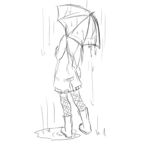 Rainy Drawing, Digital Poses, Drawing Umbrella, Umbrella Drawing, Draw Tutorial, Umbrella Girl, 캐릭터 드로잉, Arte Inspo, Girl Sketch