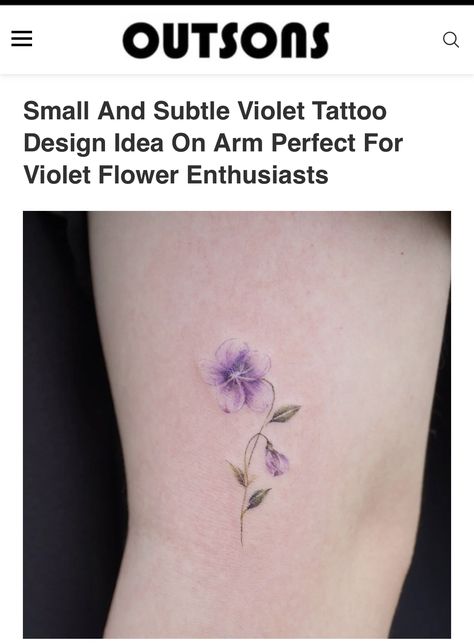 Violet Flower Tattoo Watercolor, Violet Watercolor Tattoo, February Flower Tattoo Violets, Violet Flower Tattoo, Flower Arm Tattoo, Violet Flower Tattoos, Pastel Tattoo, Violet Tattoo, Mom Daughter Tattoos