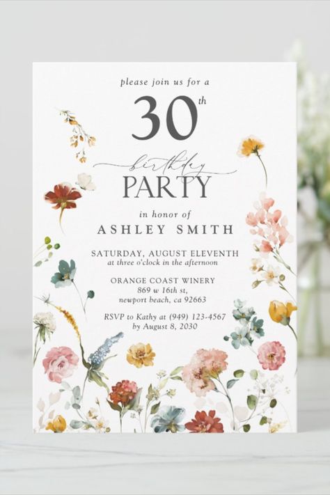 Pink Garden Floral Calligraphy 30th Birthday Invitation Celebrate a special milestone with our beautiful pink garden floral calligraphy 30th birthday invitation! This unique and gorgeous design is perfect for any 30th birthday celebration - give your guests a special invitation that they won't forget! #birthday #happybirthday #birthdaycards #birthdayparty #thirties #thirtybirthday #elegant #flower 30th Birthday Celebration, Floral Calligraphy, Birthday Dinner Invitation, Garden Party Invitations, Floral Birthday Invitations, Thirty Birthday, 30th Birthday Invitations, 40th Birthday Invitations, Adult Birthday Invitations