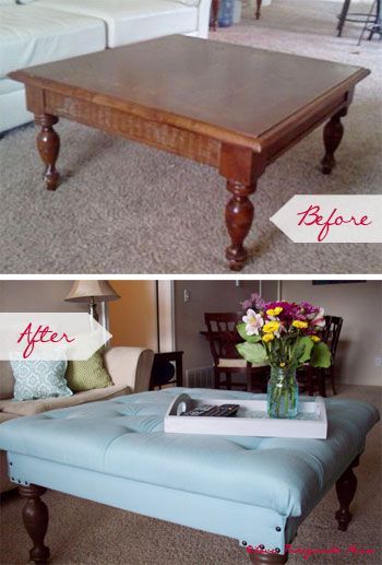 20 Creative Ideas and DIY Projects to Repurpose Old Furniture 6 Diy Tufted Ottoman, Diy Upcycling, Tufted Ottoman, After Pictures, Glass Garden, Before And After Pictures, Redo Furniture, Repurposed Furniture, Furniture Projects