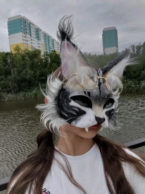 Marble Fox Therian Mask, Therian Mask Ideas Calico Cat, Horse Therian Mask, Wolf Therian Mask, Cat Mask Diy, Aesthetic Characters, Pet Drawings, Felt Animal Masks, Therian Masks