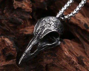 Crow Skull Necklace, Dnd Artifacts, Crow Jewelry, Classic Pendant Necklace, Crow Pendant, Bird Skull Necklace, Crow Necklace, Raven Skull Necklace, Raven Jewelry