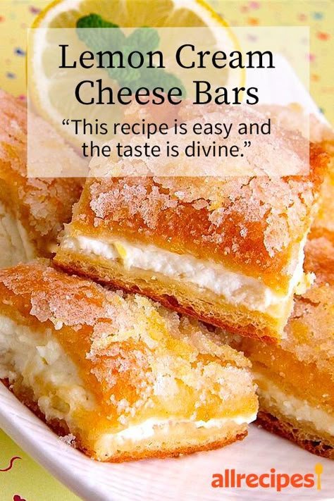 Bar Cakes Recipe, Lemon Cream Bars, Dessert Recipes Lemon, Cheese Bars Recipe, Recipes With Lemon, Lemon Cream Cheese Bars Recipe, Cream Cheese Bars Recipe, Lemon Cream Cheese Bars, Cheese Bars