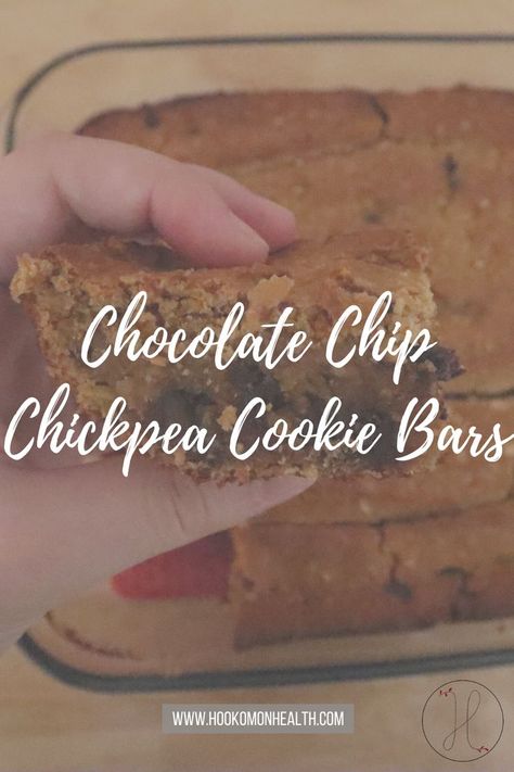 Chocolatey, gooey, and perfectly sweet, these chocolate chip chickpea cookie bars are the perfect treat! #ChocolateChipChickpeaCookieBars #Dessert #Vegan #PlantBasedDesserts Chickpea Chocolate Chip Cookie Dough, Chick Pea Dessert, Chickpea Chocolate Chip Cookie, Chickpea Chocolate Chip Cookies, Chickpea Chocolate, Chic Peas, Chickpea Cookies, Garbanzo Bean, Dessert Vegan