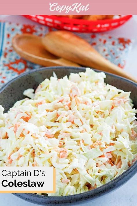 The best ever coleslaw that's perfect for fried fish and fish tacos. It's creamy, tangy, and sweet. Get this easy Captain Ds copycat recipe and make delicious cole slaw for a tasty side dish. Easy Coleslaw, Coleslaw Recipe Easy, Slaw Dressing, Coleslaw Dressing, Homemade Coleslaw, Creamy Coleslaw, Cole Slaw, Vegetarian Cabbage, Copykat Recipes