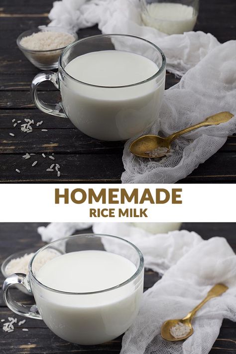 How To Make Rice Milk Recipes, Rice Milk Recipe Homemade, Homemade Rice Milk, How To Make Rice Milk, Rice Milk Recipe, Recipe For Rice, Milk Substitute, Recipes Rice, Russian Cakes