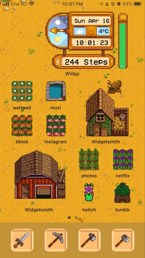 Stardew Valley Themed Phone, Stardew Valley Home Screen, Stardew Valley Phone Layout, Stardew Valley Iphone Layout, Stardew Valley Homescreen, Stardew Valley Phone Wallpaper, Stardew Valley App Icon, Stardew Valley Lockscreen, Stardew Wallpaper