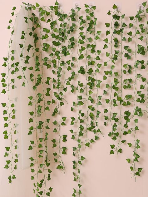 12pcs/set Plastic Artificial Leaf Vine, Simulation Plant Green Vine For Party | SHEIN USA Preppy Bedroom Pictures, Artificial Vines Decor, Green Vines Aesthetic, Aesthetic Fake Plants, Preppy Plants, Vines Aesthetic, Fake Vines, Artificial Vines, Picture Edits