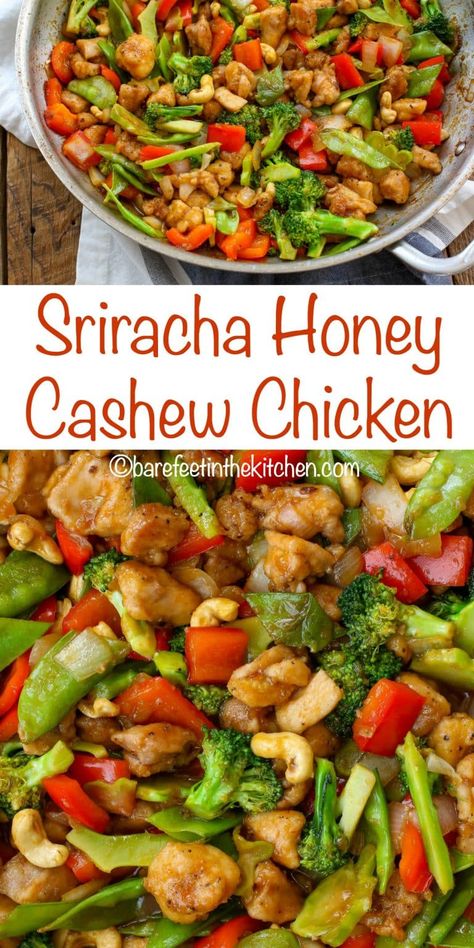 Honey Sriracha Chicken Stir Fry, Chicken And Cashew, Chicken Cashew Stir Fry, Wok Recipes, Sweet And Spicy Sauce, Cashew Chicken, Best Chicken Recipes, Asian Cooking, Poultry Recipes