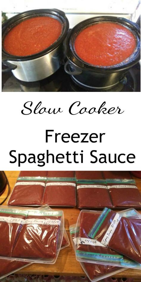 Freezer Tomatoes Recipes, Freezer Friendly Spaghetti Sauce, Crockpot Fresh Tomato Pasta Sauce, Fresh Tomato Pasta Sauce Slow Cooker, Freezer Friendly Pasta Sauce, Garden Tomato Recipes Freezer, Spaghetti Sauce Freezer Recipe, Slow Cook Tomato Sauce, Fresh Tomato Spaghetti Sauce Crockpot