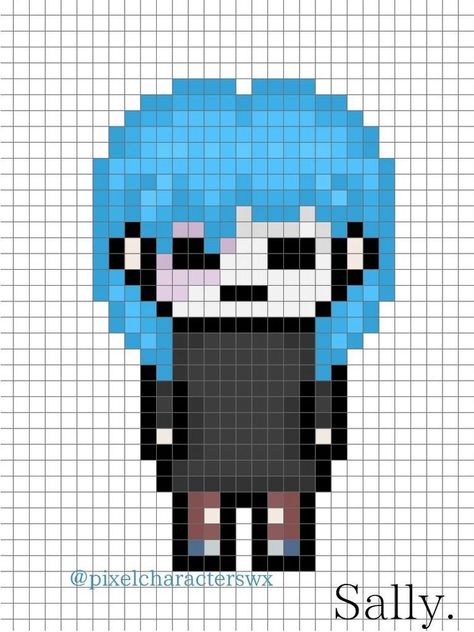 Sally Face Pixel Art Grid, Sally Face Sprite, Sally Face Perler Beads, Sally Face Pixel Art, Pixel Art Tiny, Pixel Art Face, Miku Pixel Art, Goth Pixel Art, Undertale Pixel Art