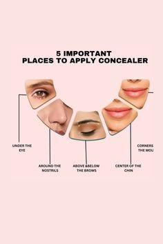 Basic Of Makeup, Concealer Tutorial How To Apply, Makeup Class Ideas, Makeup Content Ideas, Concealer Tips How To Apply, Face Correction, Where To Apply Concealer, Makeup Routine Guide, Powerful Makeup