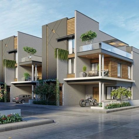 Flats Architecture, Angiosperms Plants, Modern Home Elevation, Banglow Design, Row Housing, Home Elevation Design, Indian House Exterior Design, Row House Design, Home Elevation