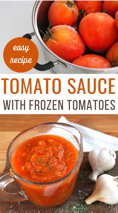 How To Make Your Own Tomato Sauce, Fresh Tomato Sauce Crockpot, Easy Diy Tomato Sauce, How To Can Frozen Tomatoes, Homemade Tomato Sauce With Canned Tomato, Cooking Down Tomatoes For Sauce, Tomato Sauce Recipe For Canning, How To Make Spaghetti Sauce From Fresh Tomatoes, Frozen Tomato Sauce Recipe