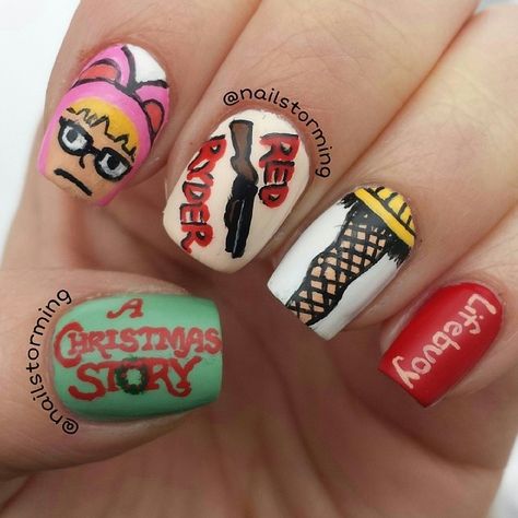 Movie Nails, Holidays Nails, Christmas Nail Polish, Festive Nail Art, La Nails, Holiday Nail, Awesome Nails, Finger Nails, Nail Beauty