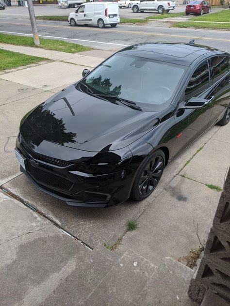 Chevy Impala 2020 Black, All Black Honda Civic, Black Malibu Car, Chevy Malibu Aesthetic, Blacked Out Honda Civic, Black Chevy Malibu, Chevy Malibu Accessories, Chevy Malibu Custom, 2020 Chevy Malibu