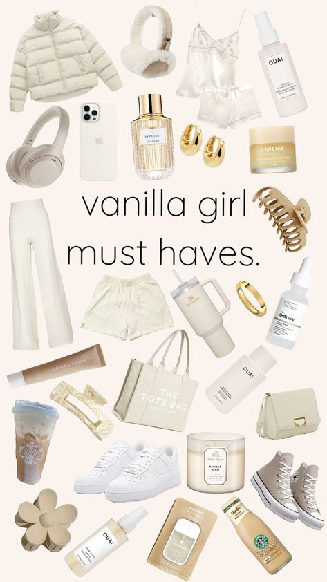 #vanilla #girl #beigecore #vanillagirl #cute #asthetic #cream #skincare #outfit #inspo #core #summer #fyp Cream Skincare, Vanilla Girl, Clothing And Accessories, Must Haves, Vanilla, Cream, Outfit Inspo