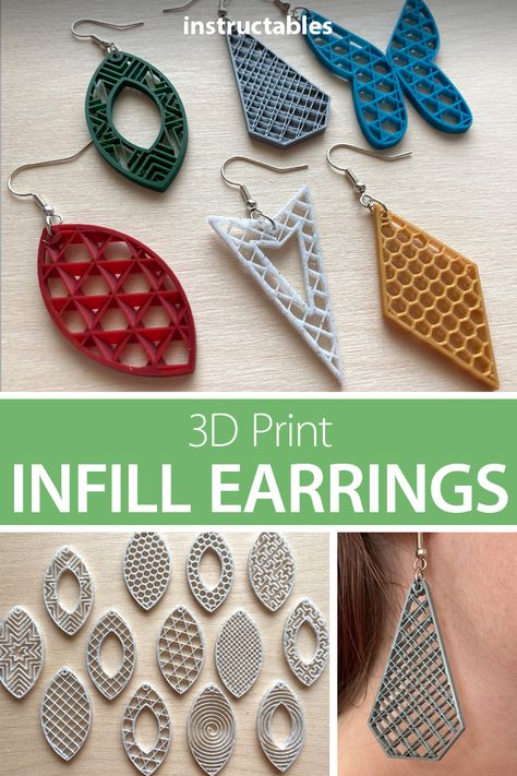 3 D Printed Earrings, 3d Printed Earrings Files, 3d Pen Jewelry Ideas, 3d Print Jewellery, 3d Printing Ideas Earrings, 3d Printer Jewelry Ideas, 3d Printing Patterns Free, Toybox 3d Printer Ideas, 3d Print Earring