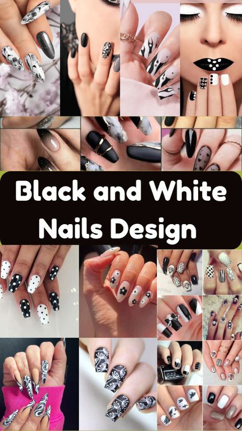 Black and White Nails Design Black And White Nail Design, White Nails Design, Black And White Nail Designs, Black And White Nail, Black And White Nails, Black White Design, Nails Trend, Nail Trend, White Nail Designs