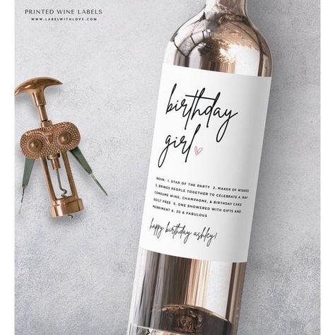 Happy Birthday Ashley, 40th Birthday Wine, Birthday Wine Bottle Labels, Bottle Lables, Birthday Wine Bottles, Happy Birthday Wine, Birthday Wine Label, Personalized Wine Bottles, Wine Bottle Label