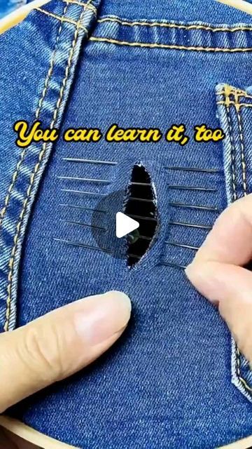 Sewing A Hole In Jeans By Hand, Sew Hole In Pants, How To Sew Up A Hole, Sew A Hole In Shirt, Sewing A Hole In Pants, Sewing A Hole In A Shirt, Stitching Holes In Clothes, How To Sew A Hole, How To Stitch A Hole