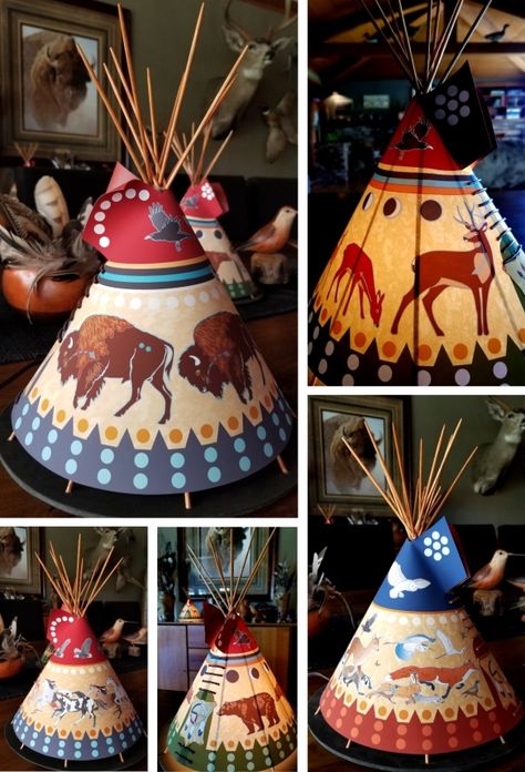 American Indian Crafts, Native American Teepee, Native American Decor, Native American Regalia, Accent Lamps, Handmade Christmas Crafts, Native American Crafts, Painted Pony, Nativity Crafts