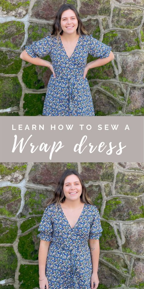 Wrap Dress Pattern Free, Wrap Dresses Diy, Diy Wrap Dress, Wrap Dress Tutorial, Summer Dress Sewing Patterns, Wrap Dress Sewing Patterns, Summer Wrap Dress, Wrap Dress Pattern, Diy Sewing Tutorials