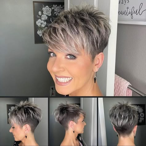 80 Must-Try Blonde Pixie Cut Ideas Short Spiky Haircuts, Gray Hair Pixie Cuts, Shaved Hair Cuts, Short Spiked Hair, Short Spiky Hairstyles, Short Silver Hair, Blonde Pixie Cut, Really Short Hair, Blonde Pixie Hair