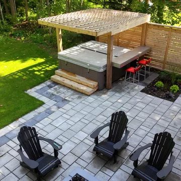 Hot Tub Patio, Small Pergola, Residential Landscaping, Hot Tub Backyard, Building A Pergola, Modern Pergola, Exterior Decoration, Outdoor Remodel, Wooden Pergola