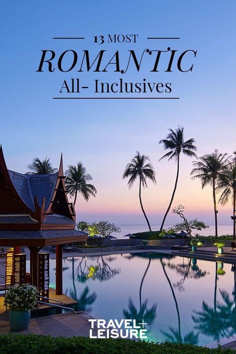 13 of the World's Most Romantic All-Inclusive Resorts.  #CoupleTrip #RomanticVacation #HoneymoonIdeas #AllInclusives Romantic Vacations Couples, All Inclusive Honeymoon, Destination Vacation, Romantic Resorts, All Inclusive Trips, Vacations In The Us, Best All Inclusive Resorts, Honeymoon Resorts, Romantic Travel Destinations