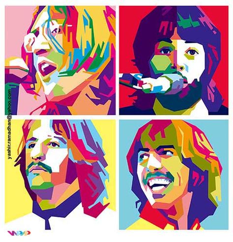 the beatles in wedha's pop art potrait Beatles Art Illustrations, Beatles Cross Stitch, Beatles Pop Art, The Beatles Art, Beatles Artwork, Stitch Printable, The Beatles Help, Beatles Poster, Beatles Love