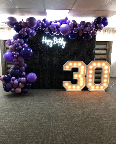 Birthday backdrop balloon garland purple birthday backrop Black And Purple 30th Birthday, Purple And Black 21st Birthday, Dark Purple Balloon Garland, 30th Birthday Purple Theme, Black And Purple Theme Birthday Party, Black And Purple Backdrop, Purple 30th Birthday Ideas, Black Purple Birthday Decor, Baloon Decorations For Birthday Purple