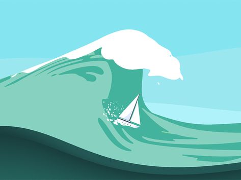 Ocean Motion Graphic, Surfing Animation, Boat Surfing, Ocean Animation, Waves Animation, Boat Animation, Waves Gif, Wave Gif, Wave Animation