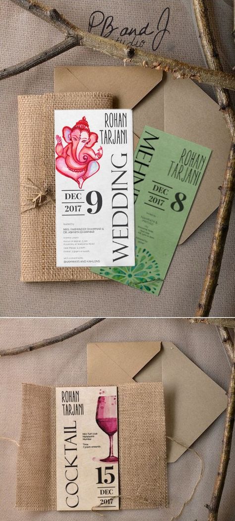 Reusable Wedding Invitations, Handmade Wedding Invitations Indian, Jute Wedding, Timeless Wedding Invitations, Wedding Invitation Card Design, Handmade Wedding Invitations, Indian Wedding Invitations, Diy Gift Box, Invitation Card Design