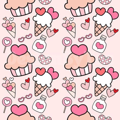 Valentines Day Pink Muffin and Ice Cream Seamless Pattern Files for Fabric Printing Sublimation Custom Fabric Design File Get ready to elevate your designs with our latest collection of seamless patterns. Our seamless patterns are perfect for adding a touch of elegance to your next project, whether it's a website, a social media graphic, or even a wallpaper design. These patterns are crafted with precision, ensuring that they tile seamlessly for a flawless and professional finish. Plus, they're Girly Patterns, Valentine Pattern, Clay Patterns, Website Backgrounds, Fabric Printing, Sweet Valentine, Wallpaper Design, Wedding Paper, Flower Wallpaper