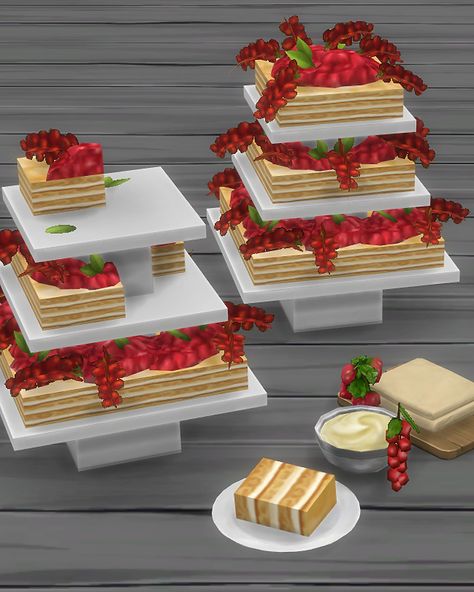 Sims 4 Food Cc, Sims 4 Cc Patreon, Pastry Cream Recipe, Cooking For A Group, Muebles Sims 4 Cc, Traditional Wedding Cakes, Puff Pastry Dough, Custom Recipe, Gourmet Cooking