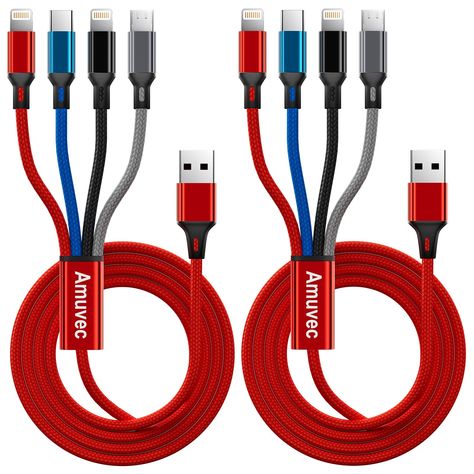 PRICES MAY VARY. 【4 IN 1 USB CHARGING CABLE】: One usb cable = 4 charging cables with 3 different USB connectors(2 Phone & Type C & Micro USB ).It is very suitable for resting at home and traveling, saying goodbye to the clutter of multiple data lines. Can charge most of mobile phone on market and perform a 4-in-1 function. (the cable only for charging) 【3A FAST CHARGING 】: The multi charger cable can charge 4 different electronic devices at the same time. The maximum total output current can be up to 3A (total, but not for each end). But when connecting multiple devices, the charging speed is slower than the connection single device. Please use the 5V/ 3A output USB power adapter. (Note: This multi charging cable Not Support PD 3.0, Quick Charge 3.0, Super Charge, Dash Charge) 【HIGH QUALIT Adjustable Phone Stand, Car Charger Usb, Waves Photos, Usb Wall Charger, Charger Cord, Phone Cables, Iphone Charger, Lightning Cable, Usb Adapter