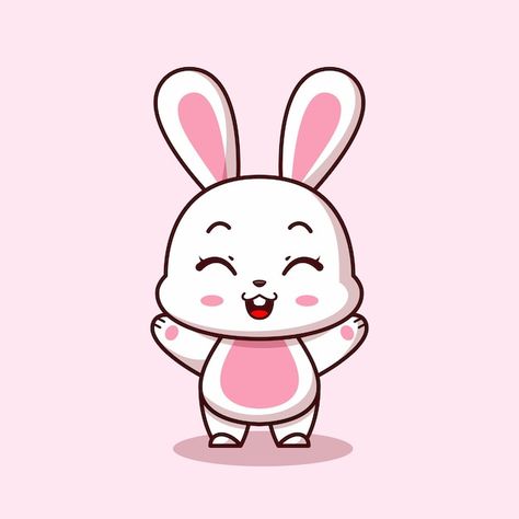 Rabbit Pictures Cartoon, Cute Logo Illustration, Cute Bunny Pictures Cartoon, Cute Pictures For Stickers, Cute Rabbits Drawings, Bunny Pictures Cartoon, Cartoon Images For Drawing, Cute Rabbit Pictures, Bunny Cartoon Drawing