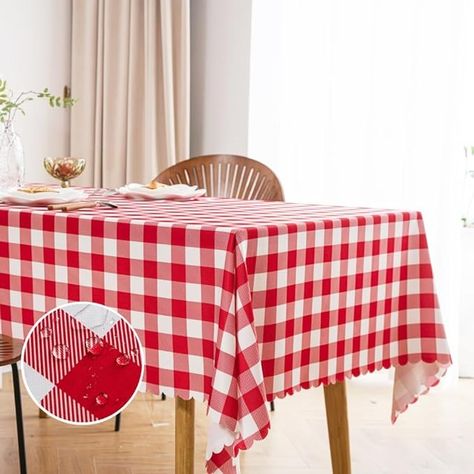 Amazon.com: MANGATA CASA Red Gingham Tablecloth for Rectangle Tables- Checkered Table Cloth Waterproof Kitchen & Table Linens-Polyester Buffalo Plaid Wrinkle Free Table Cover(Red 60x84in) : Home & Kitchen Checkered Table Cloth, Checkered Table, Farmhouse Tablecloths, Thanksgiving Tablecloth, Picnic Table Covers, Gingham Tablecloth, Checkered Tablecloth, Plaid Tablecloth, Waterproof Tablecloth