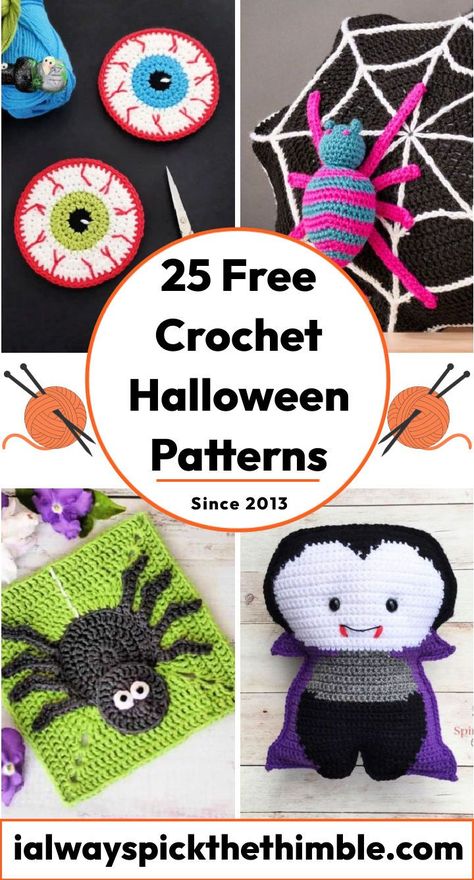 Crochet Halloween Purse Free Pattern, Halloween Patterns Crochet, Crochet Halloween Dolls Free Pattern, Quick Halloween Crochet Patterns Free, Crochet Patterns For Halloween, Free Crochet Halloween Patterns, Crocheted Decorations, Alt Crochet, Free Halloween Crochet Patterns