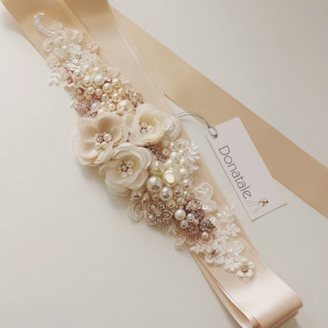 Our NEW bridal sash in rose gold #donatalebridal #bride #wedding #bridal #bridalaccessories #bridalsash #rosegold #rosegoldsash #sash #sashbelt #sashes #floral #belt #belts #champagne Blush Pink Wedding Dress, Bridesmaid Belt, Wedding Dress Sash, Wedding Belt, Wedding Dress Belt, Wedding Sash Belt, Blush Bridal, Pink Wedding Flowers, Blush Pink Weddings