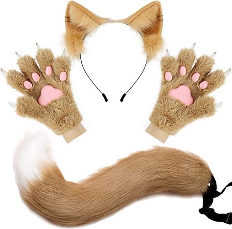 Costume Toys, Wolf Ears And Tail Costumes, Werewolf Ears And Tail, Wolf Ears Cosplay, Fox Mask Amazon, Ears And Tail Set, Fox Ears And Tail, Wolf Tail, Karneval Party